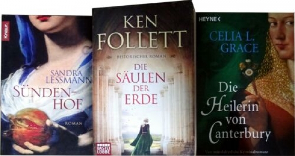 Bücherset: 3 Historische Romane - Die Säulen der Erde, Sündenhof, Die Heilerin, ..